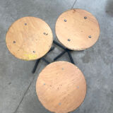 Industrial metal and wood stools with star legs Netherlands 1970s