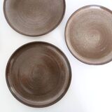 Flat plates x3, artisanal pottery, France