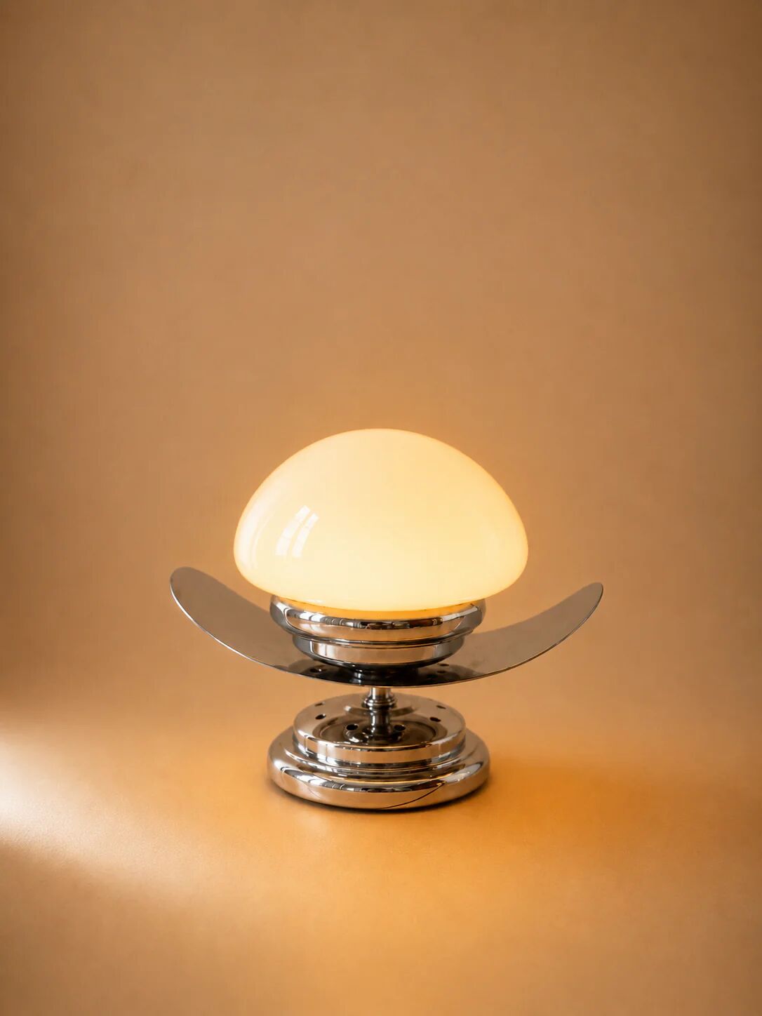 Pair of Space Age lamps in chrome and opaline glass, 1970s