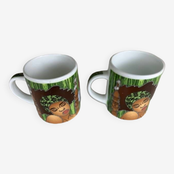 Set of 2 earthenware mugs