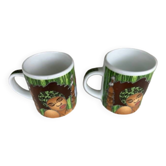 Lot de 2 mugs faience