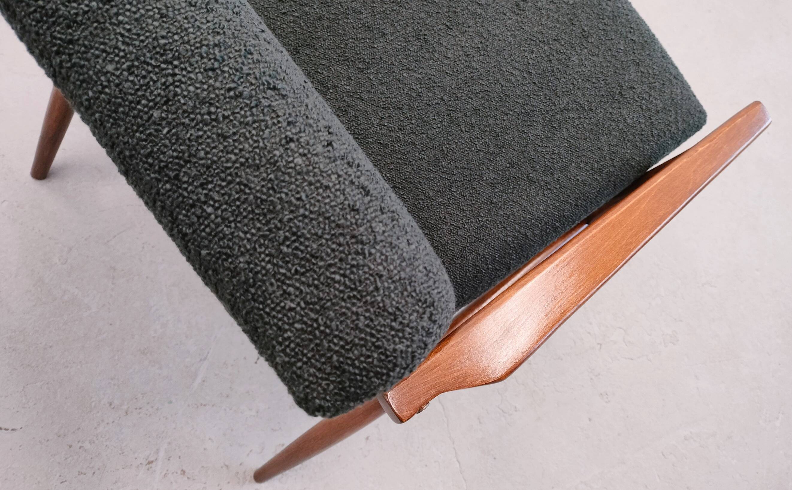 Henryk Lis armchair in black boucle 1960
