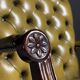 Green leather tufted office chair