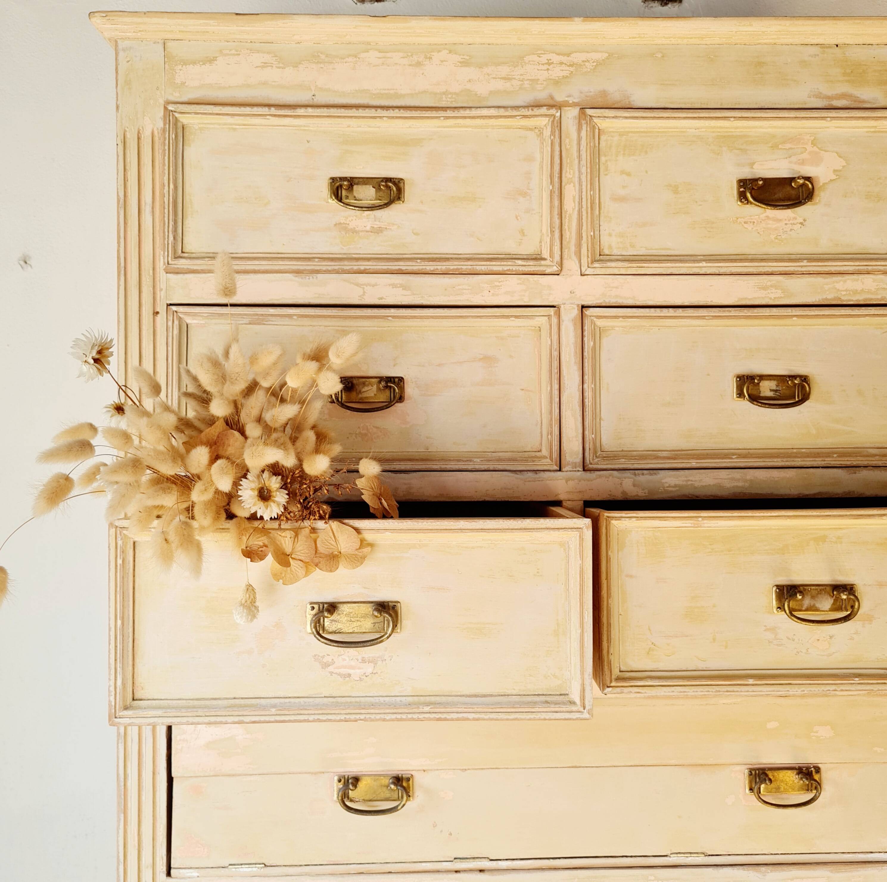 Craft furniture haberdashery - tall patinated chest of drawers - XXL chest of drawers
