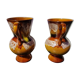 Pair of old Sarreguemines vase Hawaii model vintage multicolor ceramic