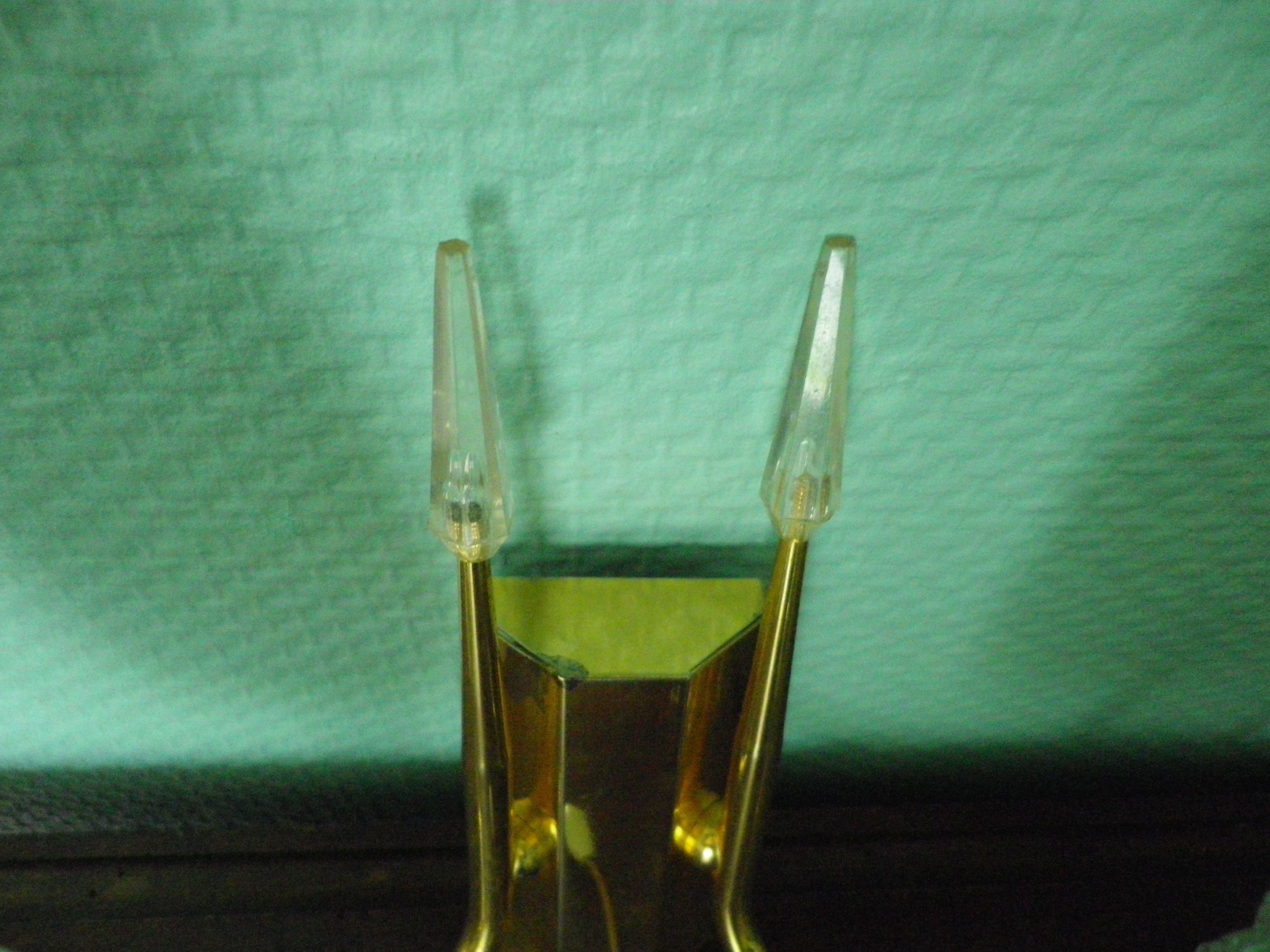 Wall lamps double lighting, with drawer, gilded metal, lampshade in worked glass - 1970