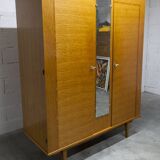 1970 Scandinavian wardrobe with shelves and mirror, 21x126, 2 doors.
