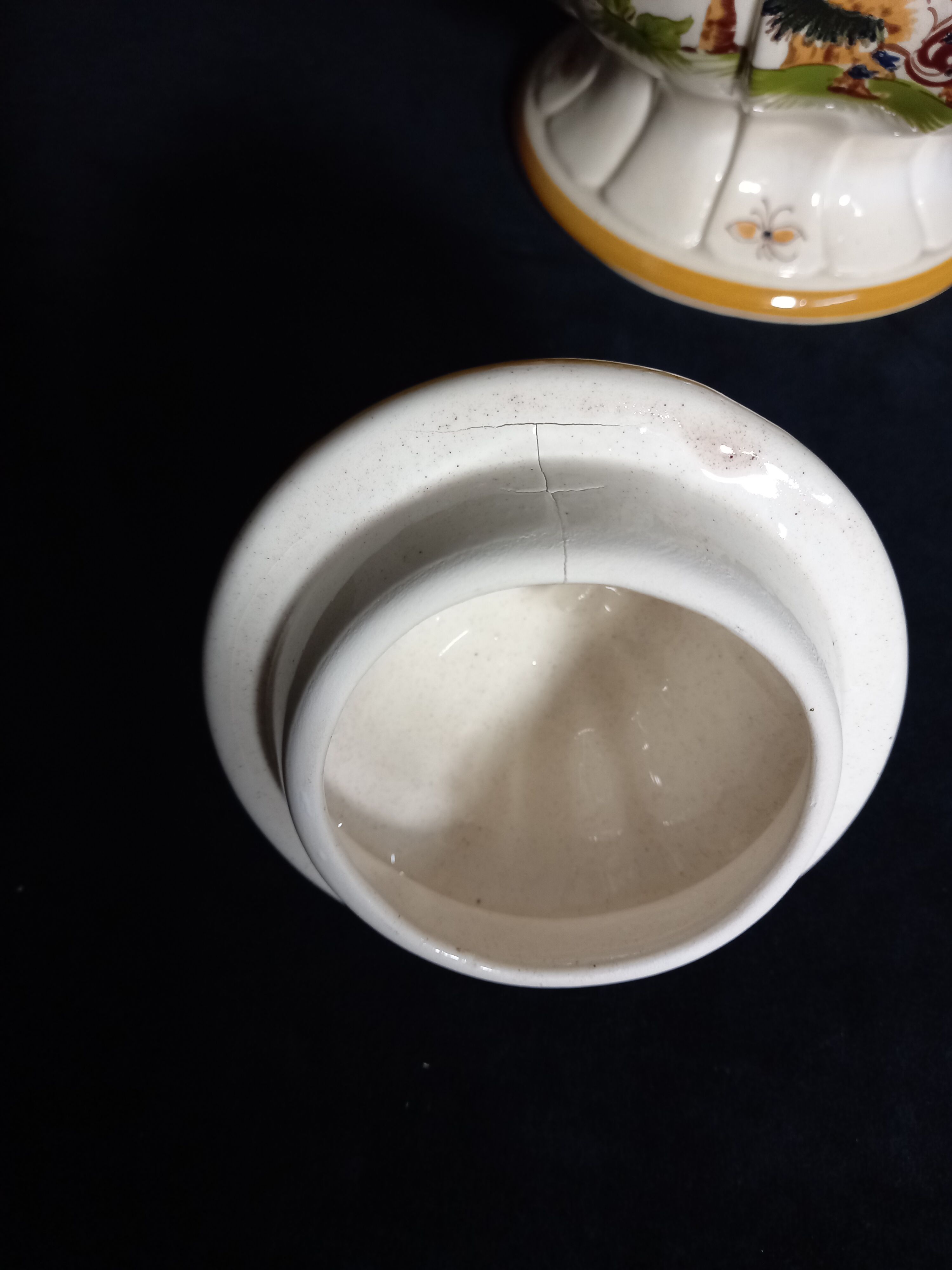 Faience ewer with dragon's head spout - decor 'vieux moustier'