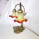 Brass water lily lamp and glass paste tulip, double, art nouveau style.