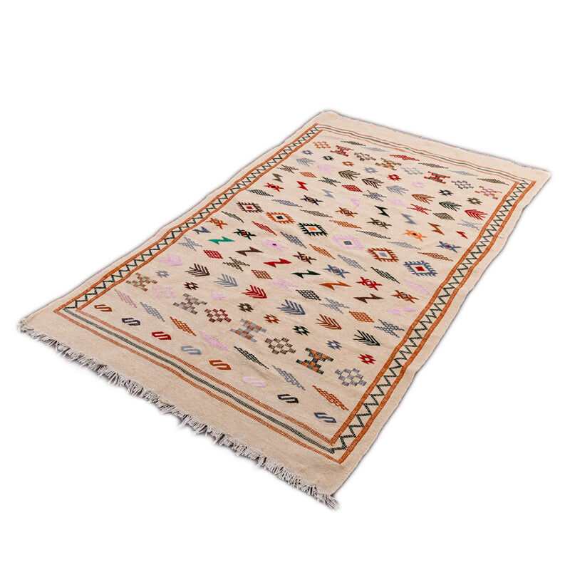 Bohemian beige Berber carpet 140x235 cm