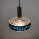 Vintage Chrome & Blue Pendant Lamp - 1970s Massive Belgium Lighting