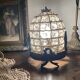 Table lamp in brass, beads and glass pendants