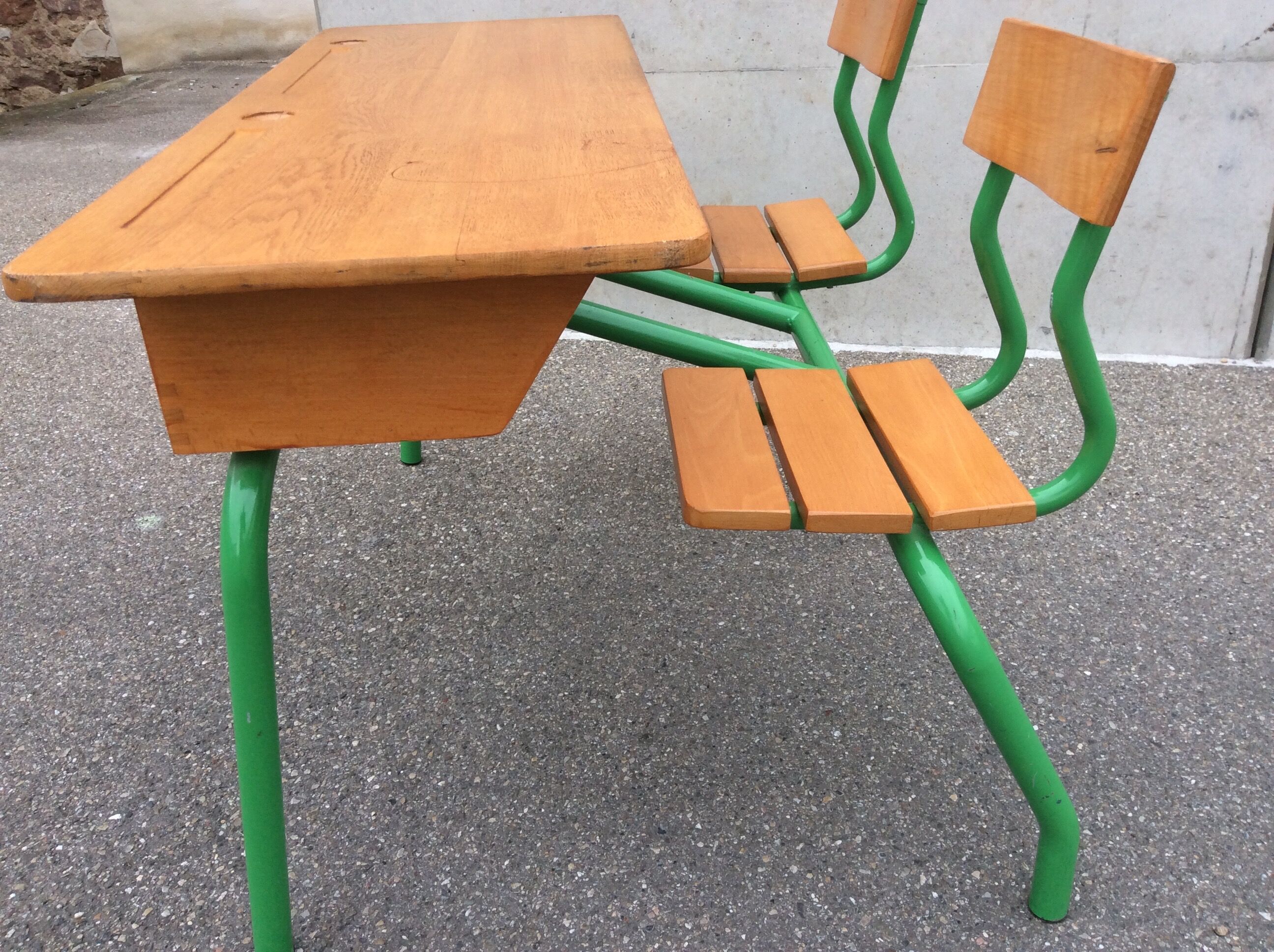 vintage school desk bench