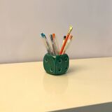 Dice-shaped ceramic pencil holder