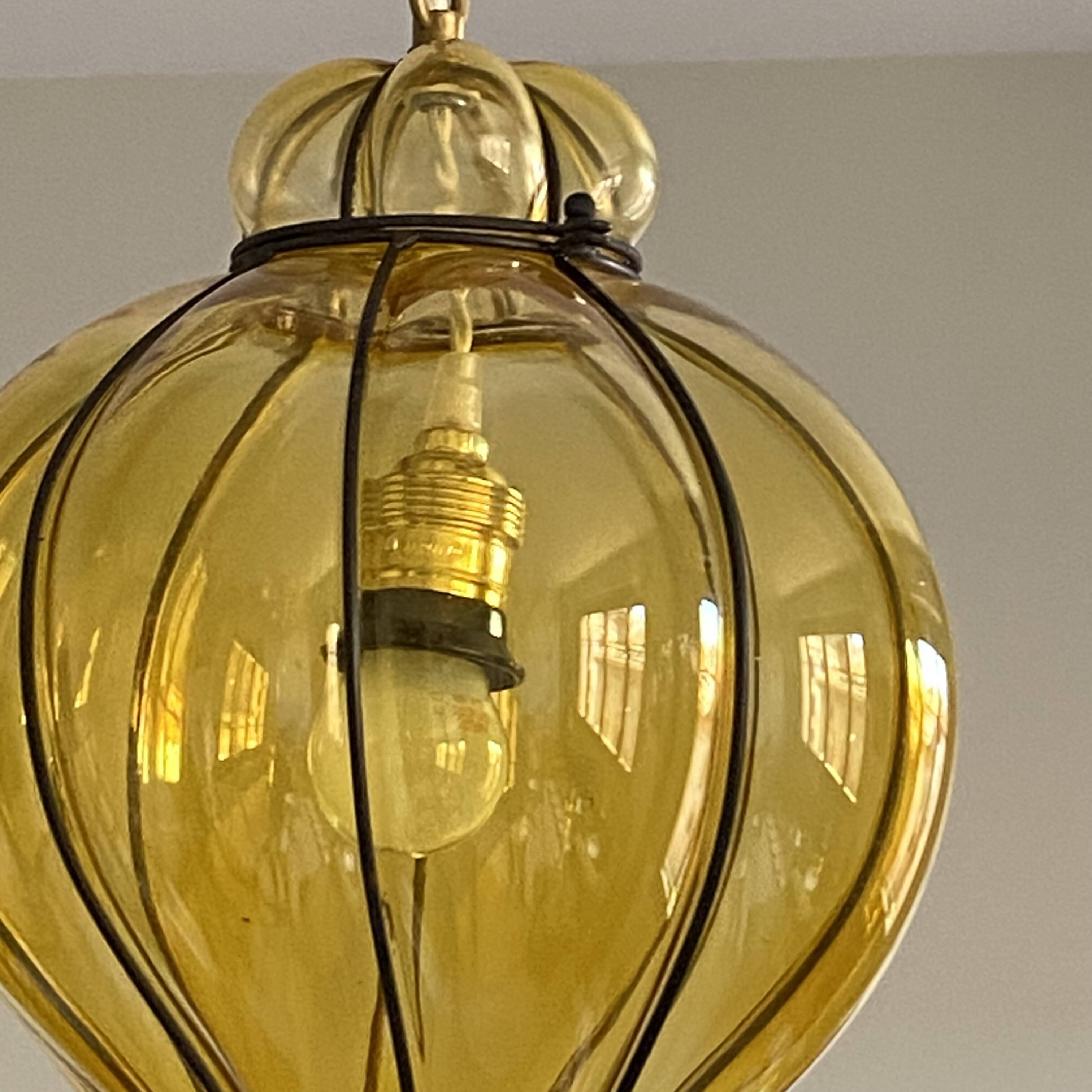 Antique Venetian lantern cage glass chandelier pendant light