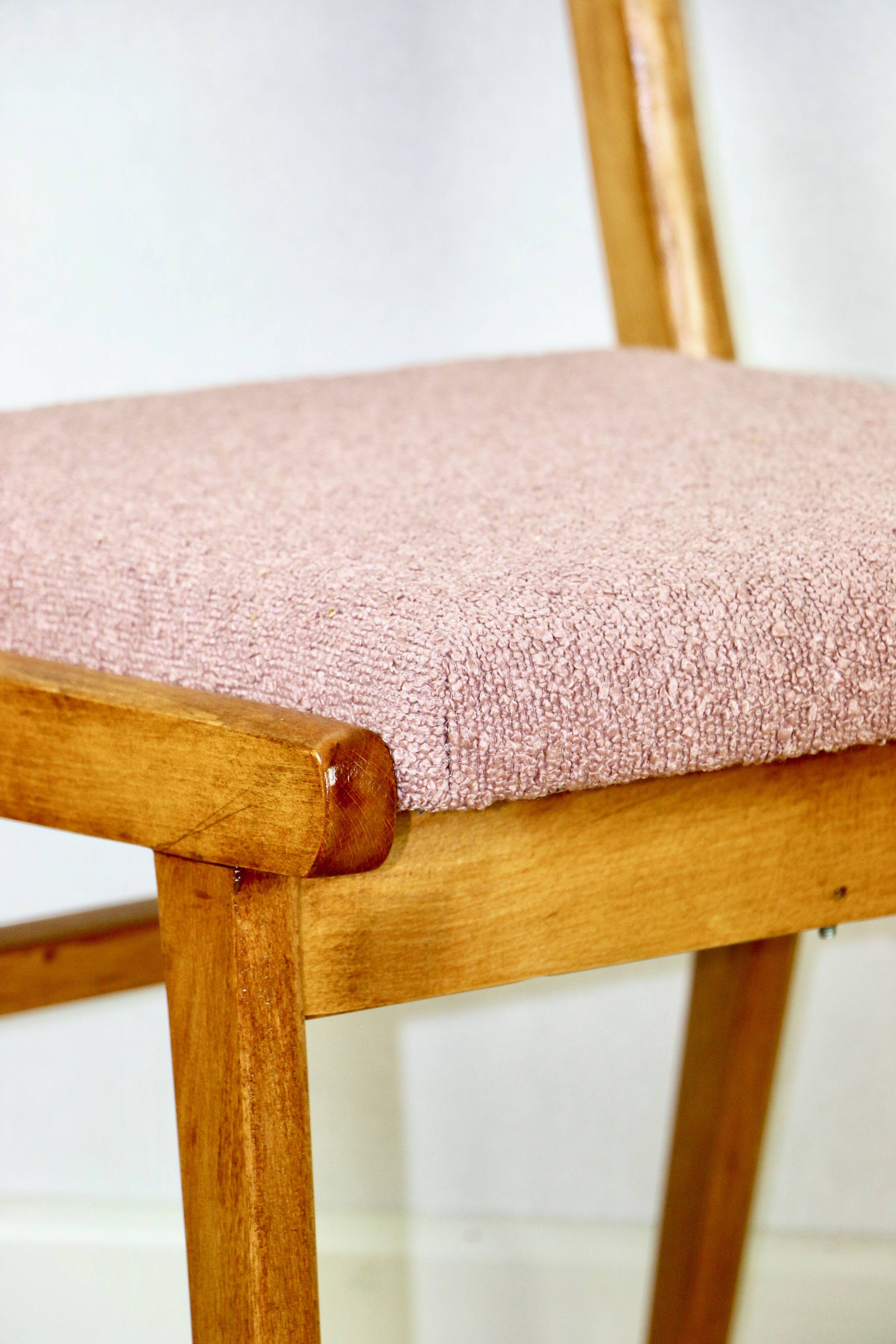 Vintage fuchsia boucle chairs - set of 6