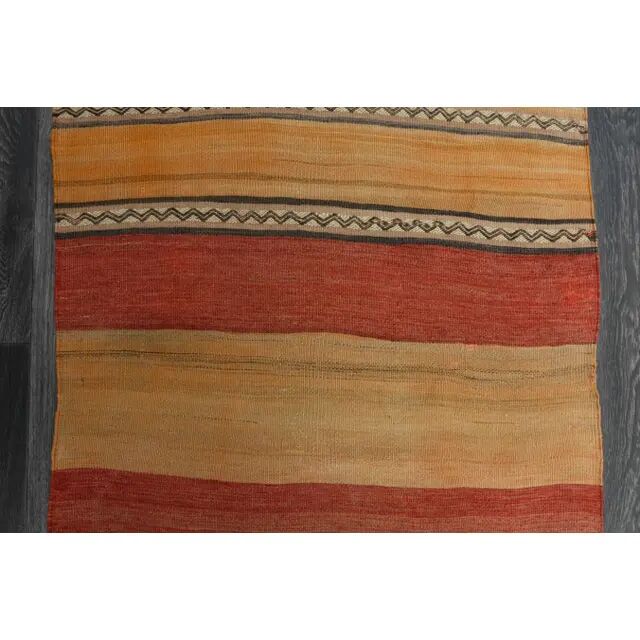 1970s Vintage Turkish Oushak Handmade Wool Cotton Orange Runner Rug 83x284