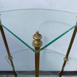 Neoclassical corner or corner seat, 3 levels in white tempered glass