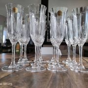 Set of 12 vintage Italian crystal champagne flutes Capri model with original boxes
