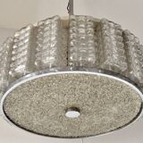 Large barrel chandelier, glass and perspex design, 60s-70s