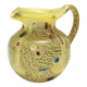 Postmodern Yellow Opaline Hand Blown Glass Jug with Murrines and Silver Flakes