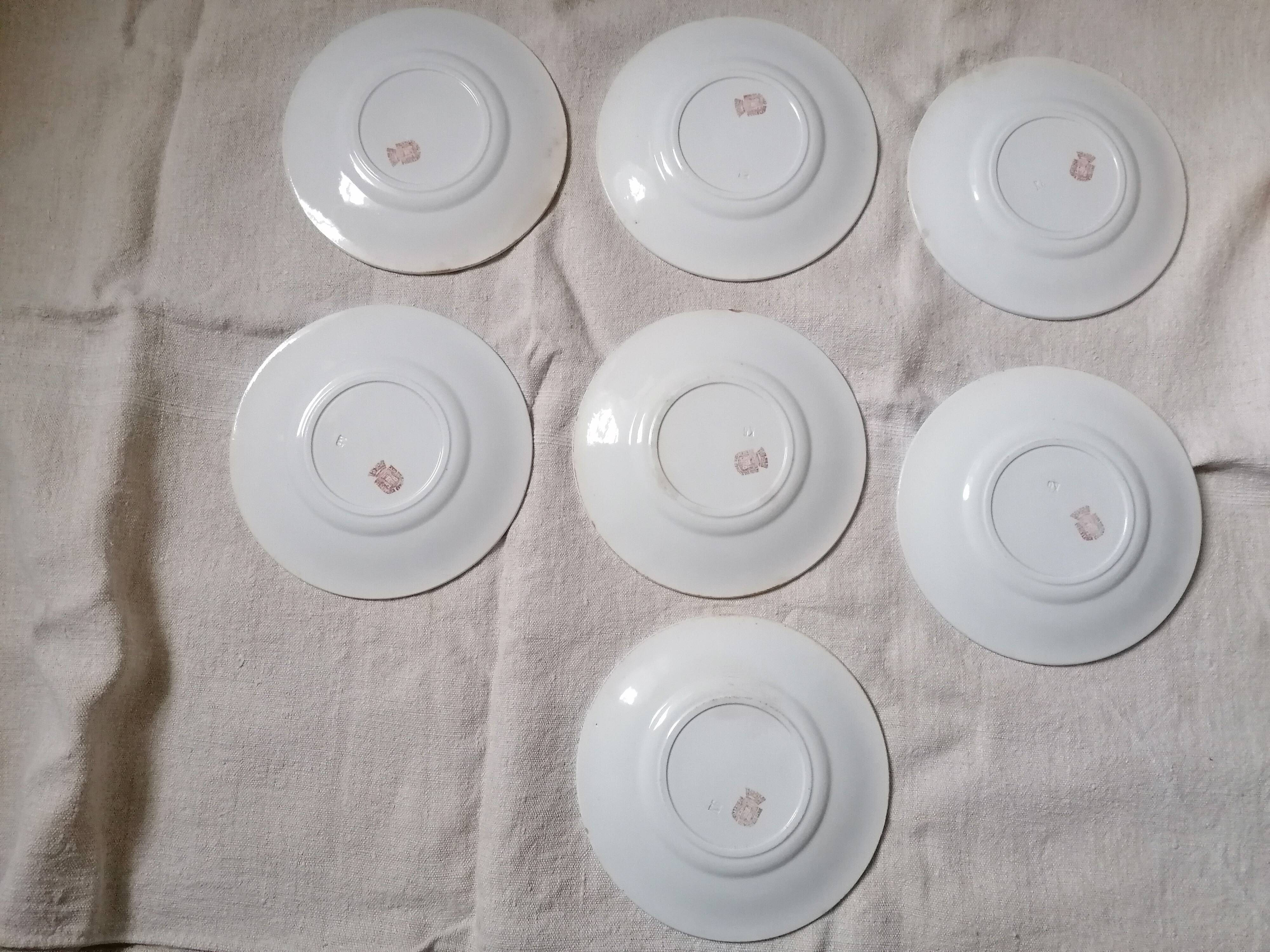Set of 7 Gien earthenware dessert plates