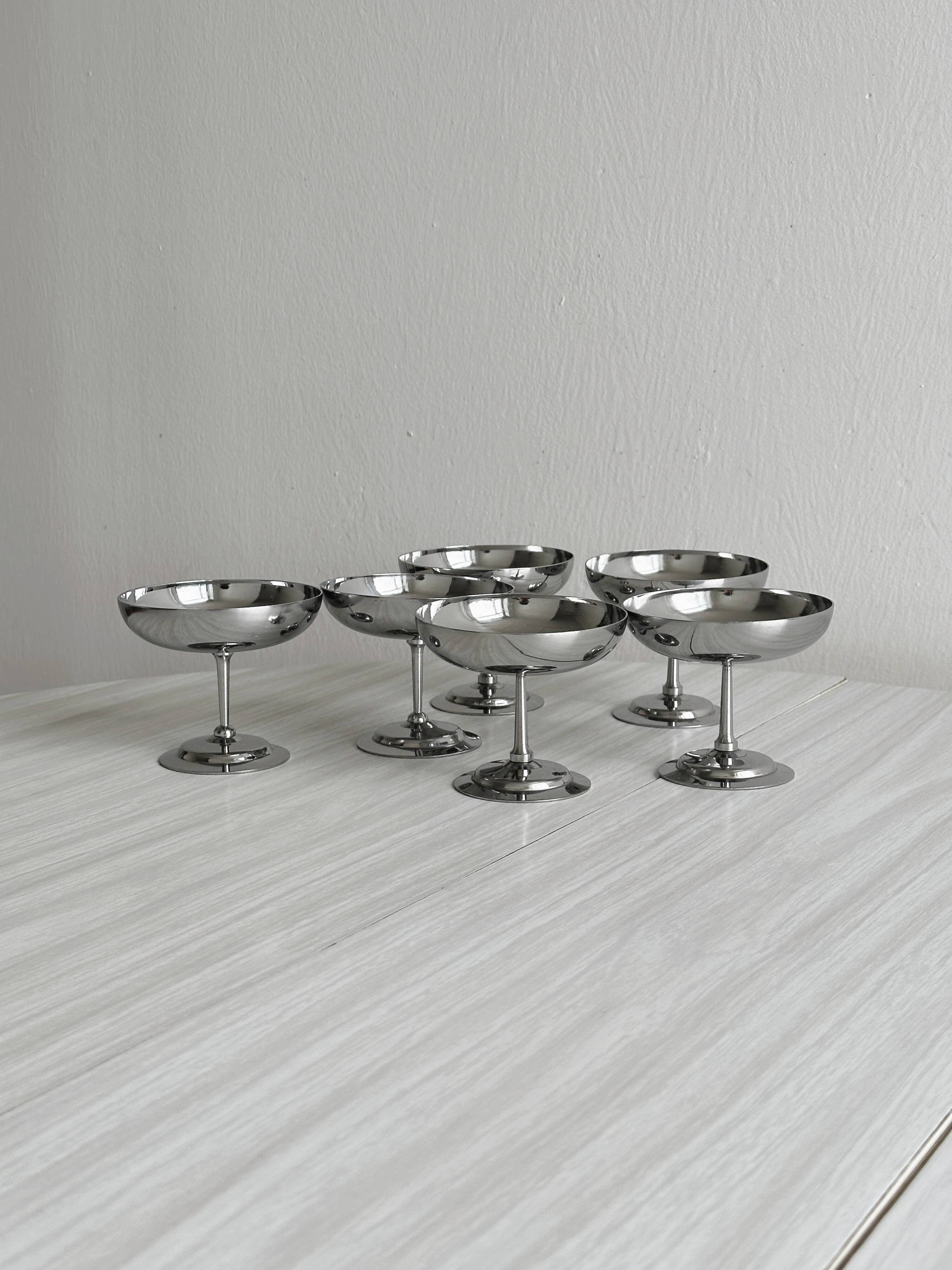 8 coupelles à glace en inox brillant