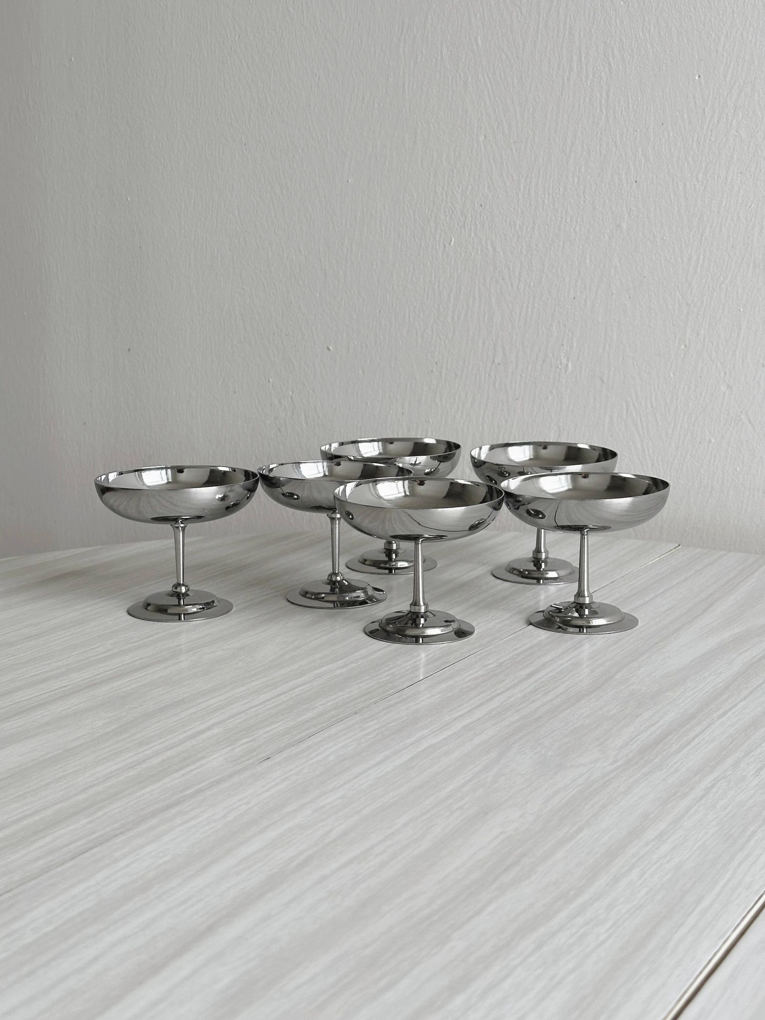 8 coupelles à glace en inox brillant