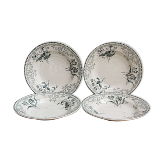 Lot de 4 assiettes à soupe, terre de fer