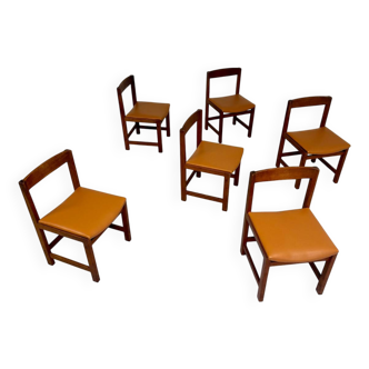 Lot of 6 old Scandinavian chairs "Corona" design 60s Lennart Bender