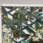 Gustavian commode with wallpaper from Christian Lacroix, 1950s