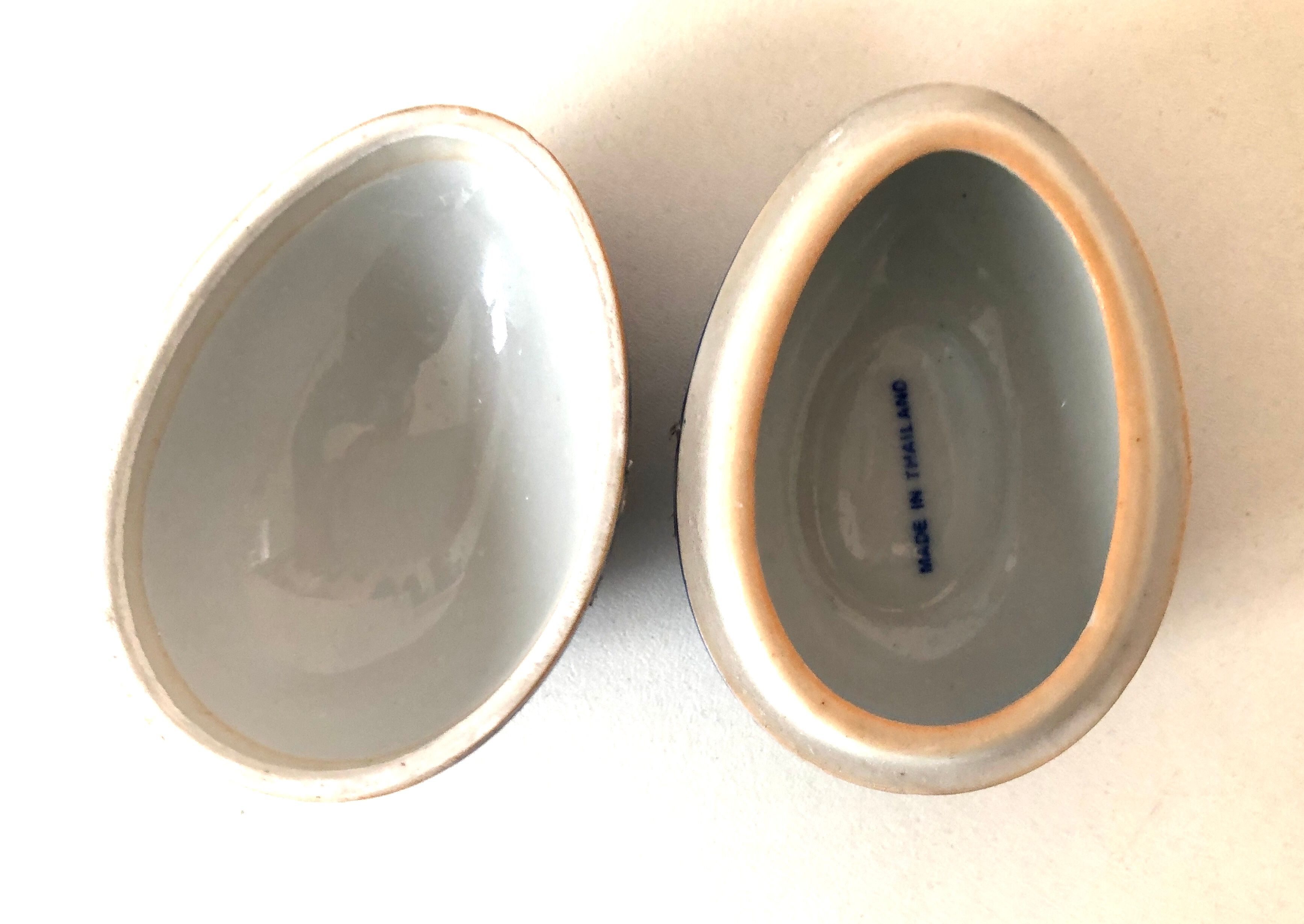 Egg Box Blue White Ceramic Thailand