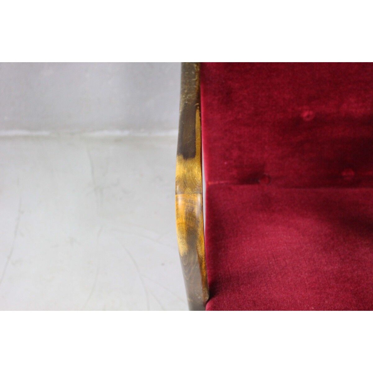 Velvet armchair with footstool, Denmark 1950s