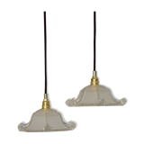 Two art deco glass hanging shape pagoda