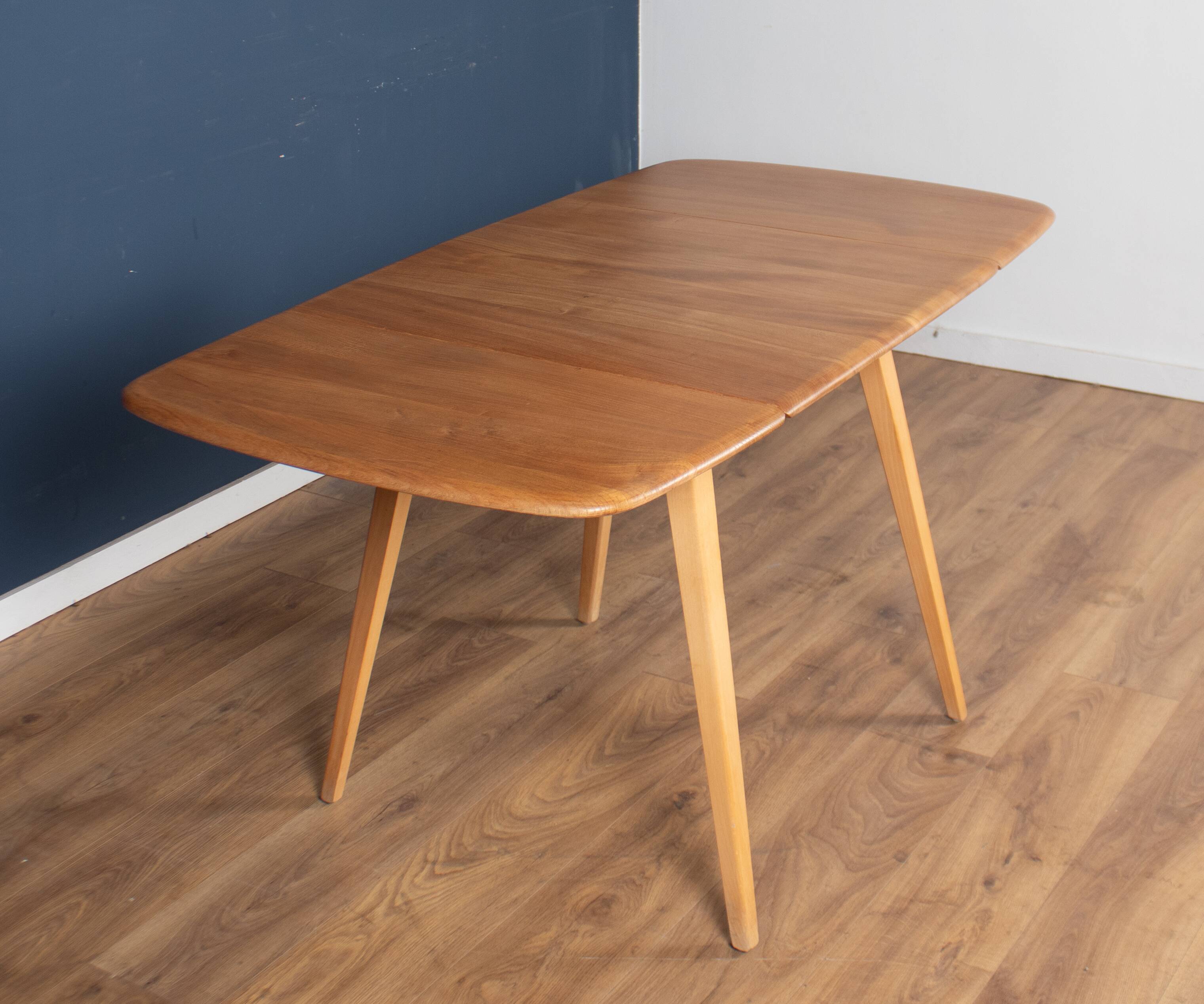 Retro Blonde Ercol Model 383 Dining Table & Four Stick Back Kitchen Dining Chairs