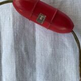 Art deco red enamelled ceramic bird table lamp