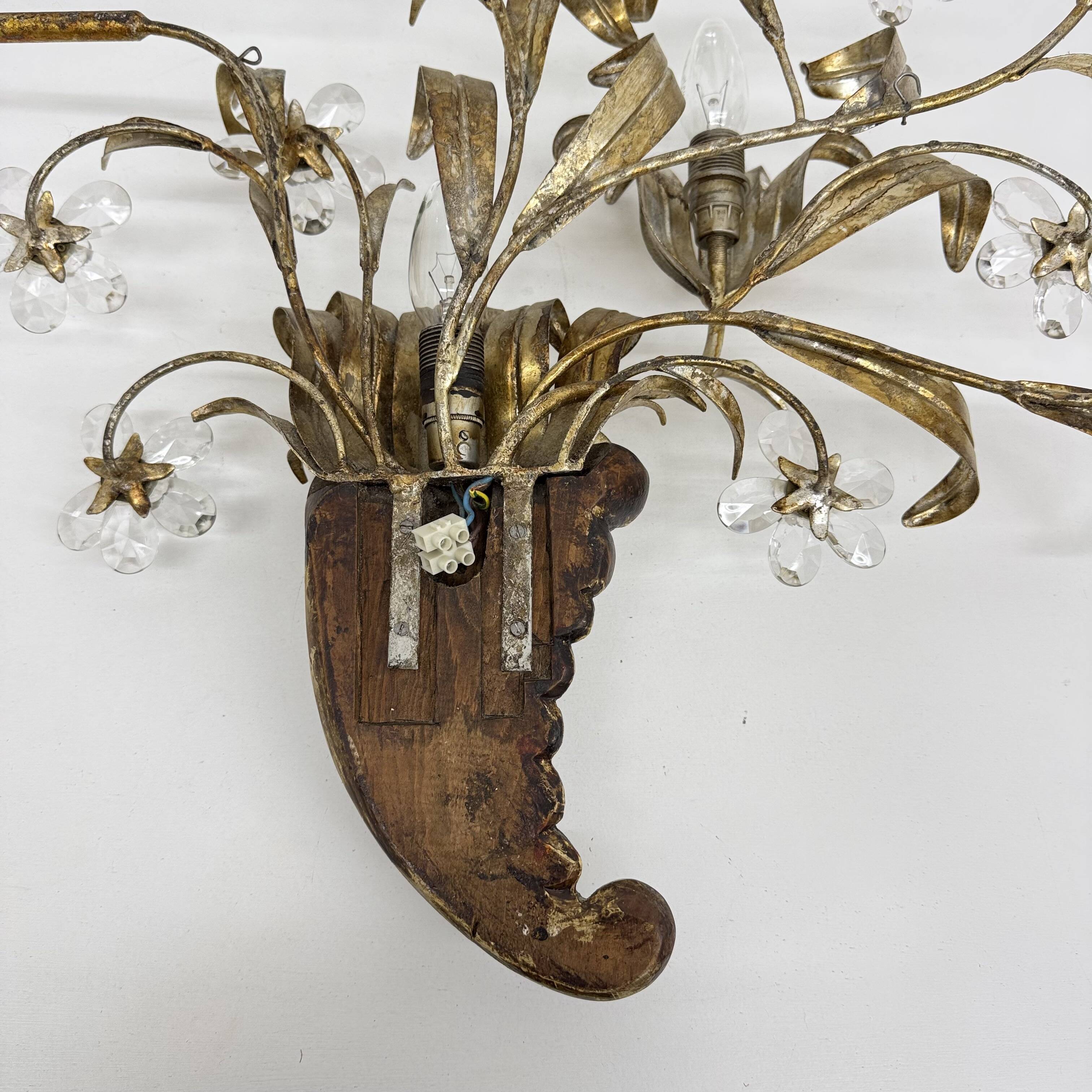 Mid-century design banci style wall lamp sconce crystal flower bouquet