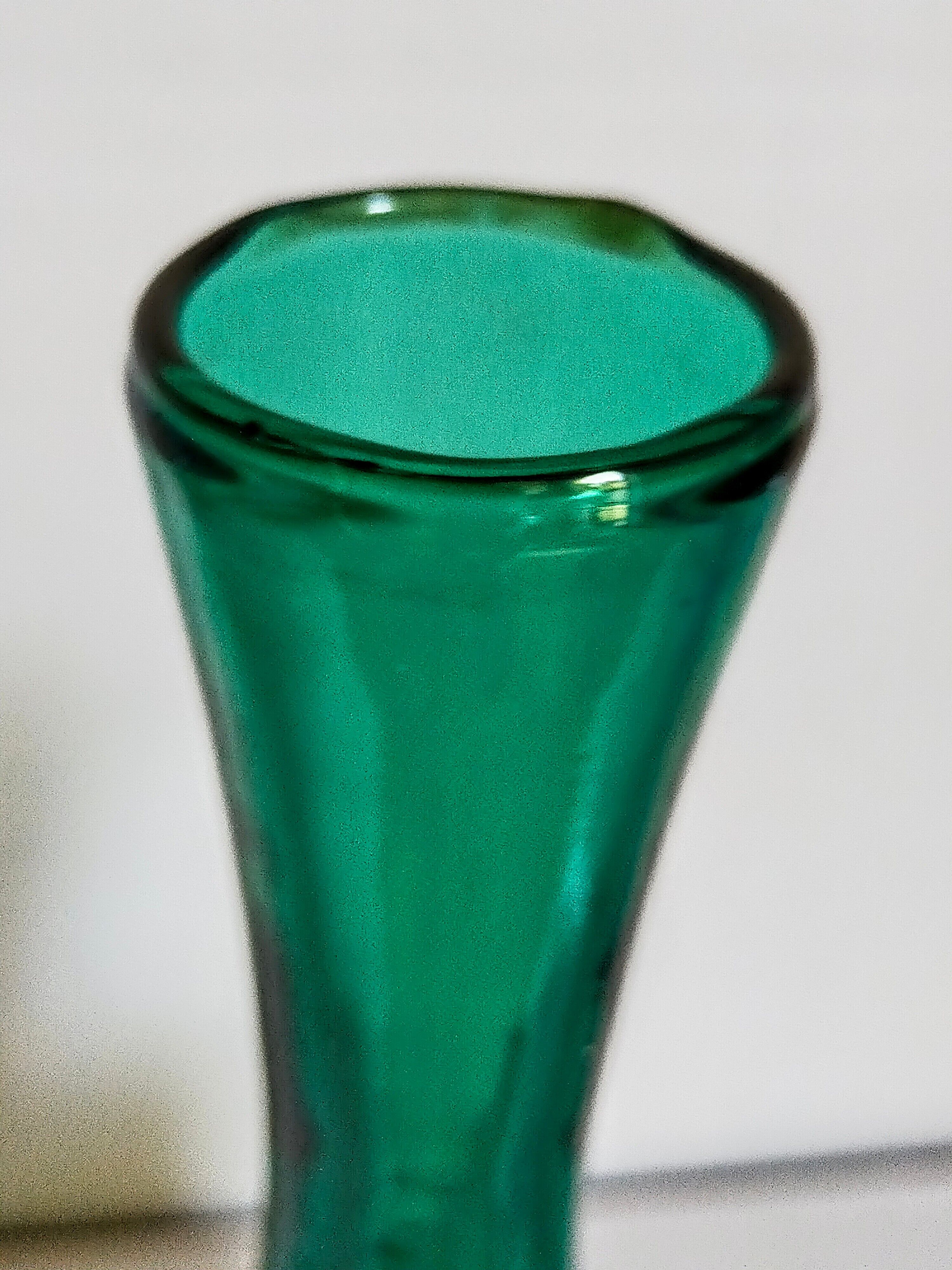 Duo of vintage blown glass soliflores vases