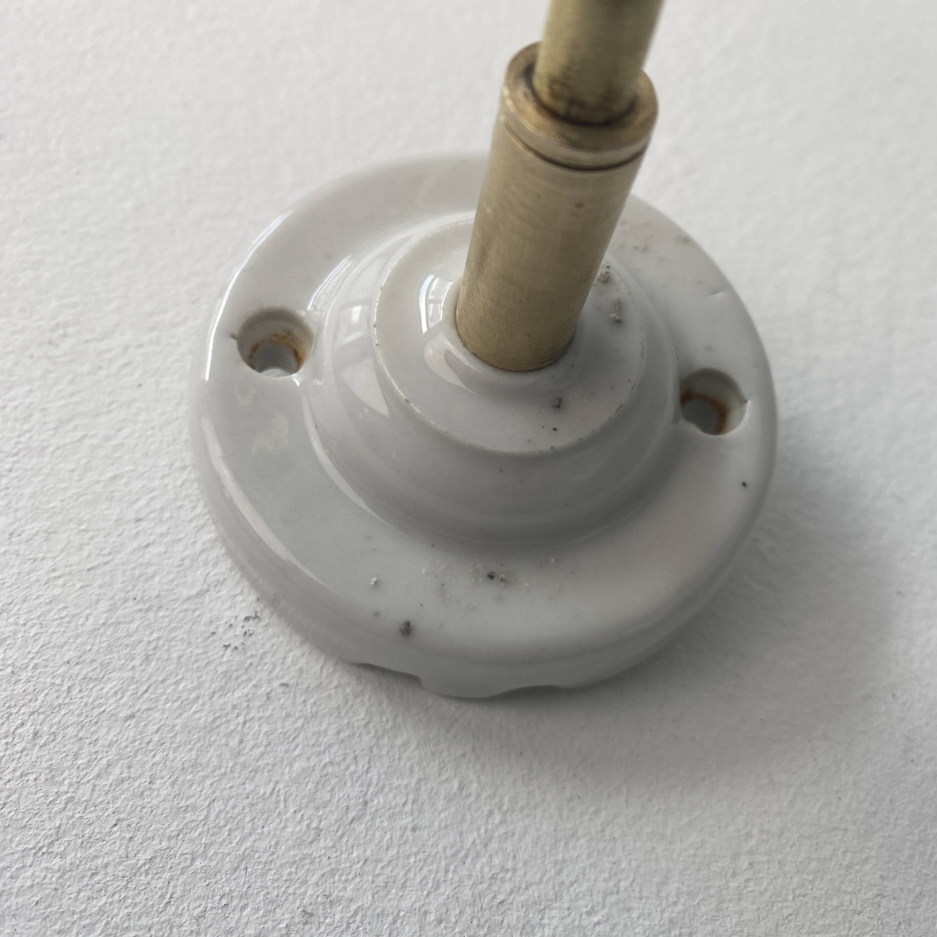 Old gooseneck wall lamp in vintage clichy glass
