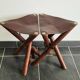 Ensemble de tabourets tripode teck et cuir
