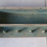 Wall shelf coat rack in old wood