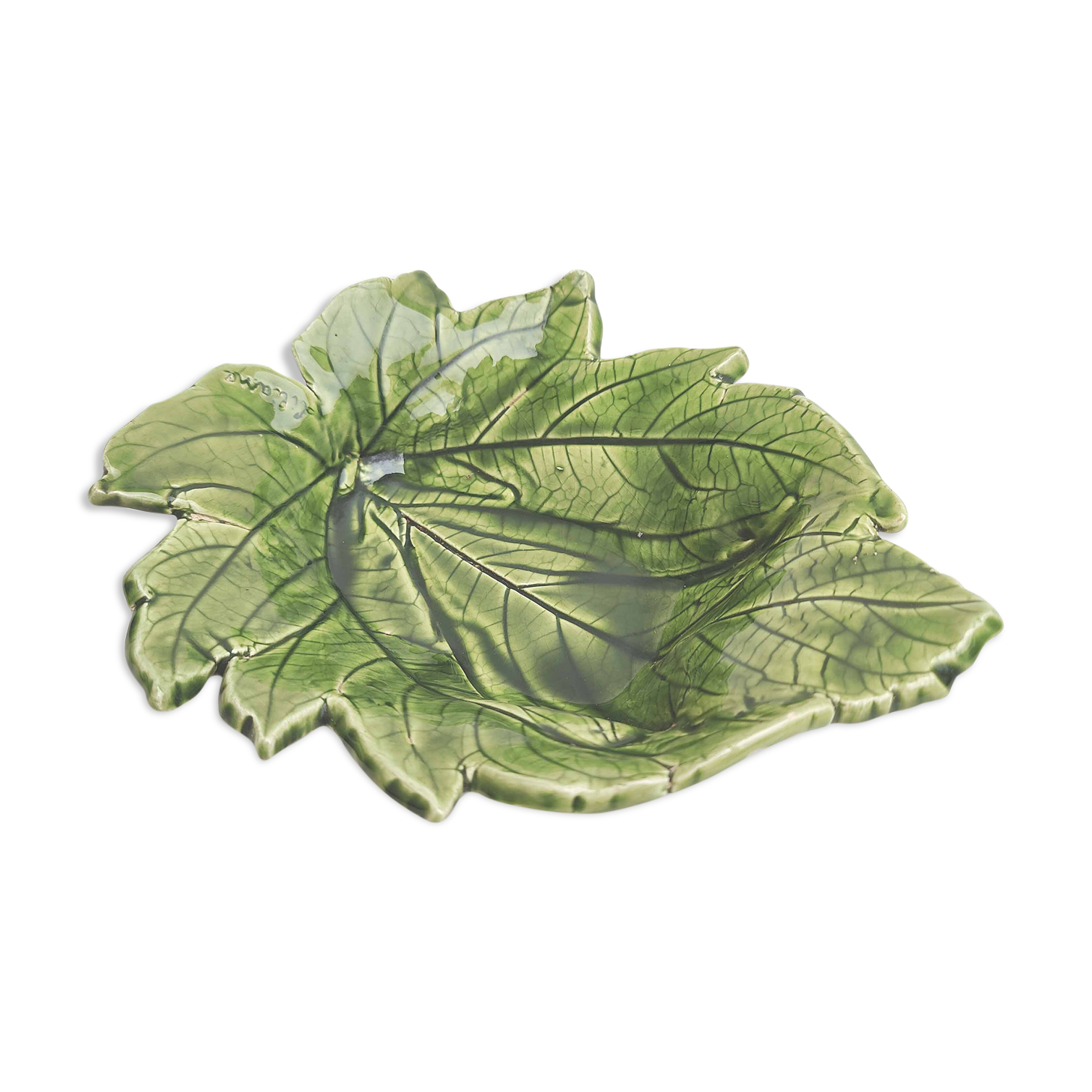 Vintage ceramic leaf cup signed Liliane