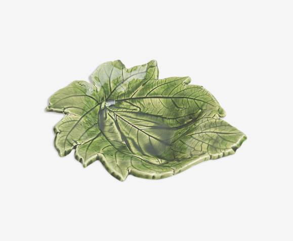 Coupelle feuille céramique vintage signée Liliane