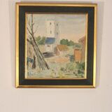 Original Oil on Canvas – “Village” (Attributed to H. Benneth) – Framed
