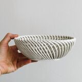 Small white ceramic twisted basket
