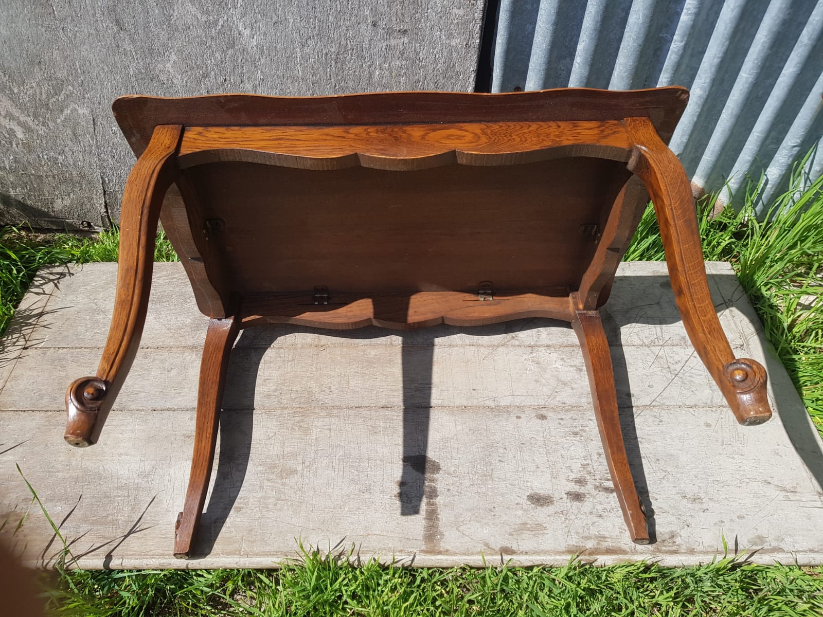 Former table low style Louis XV marquetry wood feet curved vintage