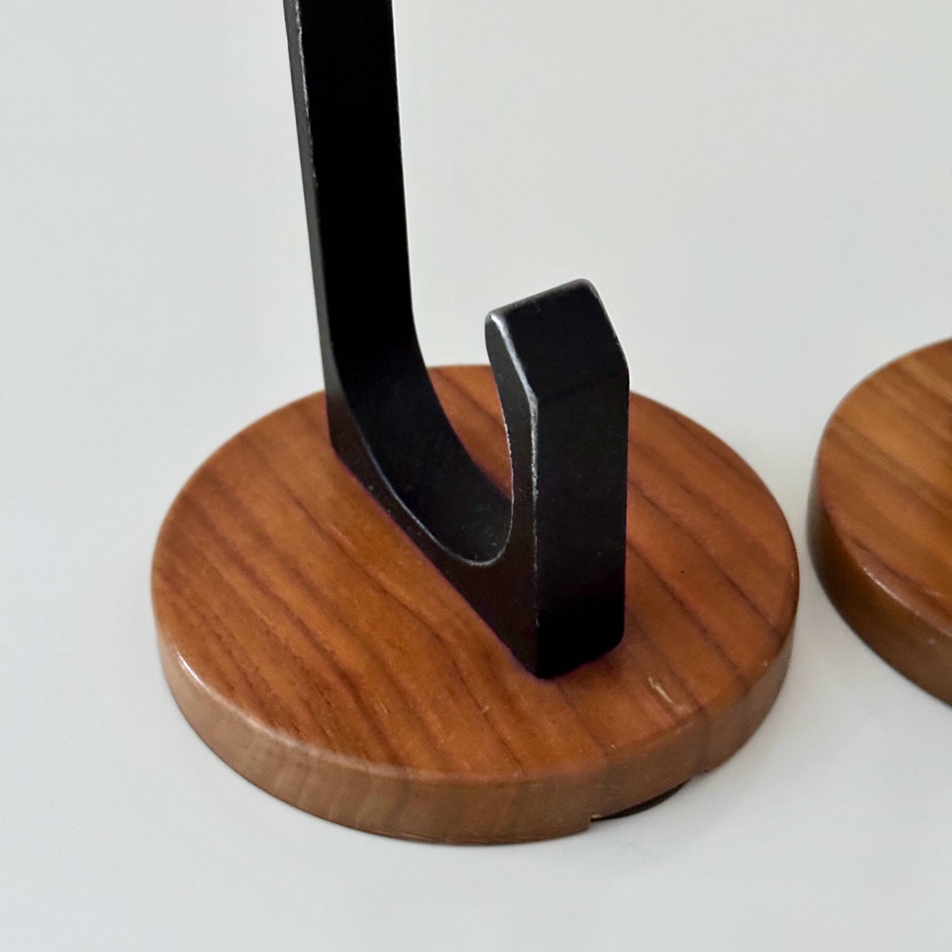 4 Vintage Wooden Coat Hooks, Mid-Century Modern Wall Coat Rack, Retro Style