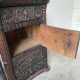 Commode XIXème pin noirci sculpté