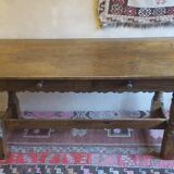 Antique patinated oak dining table, 18th century