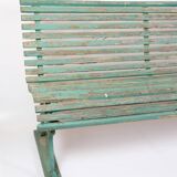 Antique French Park Benches Painted In Greenish Color From 1930s